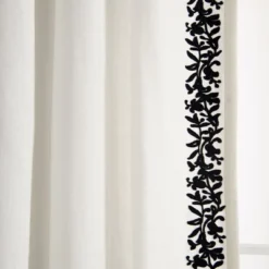 Lush Décor Luxury Modern Flower Linen Like Embroidery Border Window Curtain Panel Off White/Black Single 52X84 -Lush Decor Store GUEST fb2a3f1f 336e 411b a588 f287d01319f0