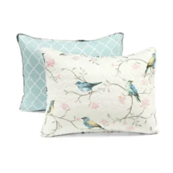 Lush Décor 3pc Botanical Bird And Flower Oversized Reversible Quilt Set White/Blue/Yellow -Lush Decor Store GUEST fb4aafab b04a 4aaf 882e 9f390d14de2a