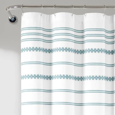 72"x72" Breezy Chic Tassel Jacquard Eco-Friendly Recycled Cotton Shower Curtain Blue - Lush Décor 3 72"x72" Breezy Chic Tassel Jacquard Eco-Friendly Recycled Cotton Shower Curtain Blue - Lush Décor