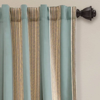 Set Of 2 Julia Striped Room Light Filtering Curtain Panels - Lush Décor