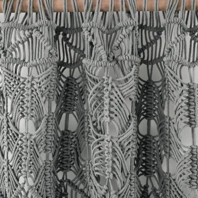 1pc 40"x84" Light Filtering Boho Macrame Tassel Curtain Panel Gray - Lush Décor 4 1pc 40"x84" Light Filtering Boho Macrame Tassel Curtain Panel Gray - Lush Décor - Image 2